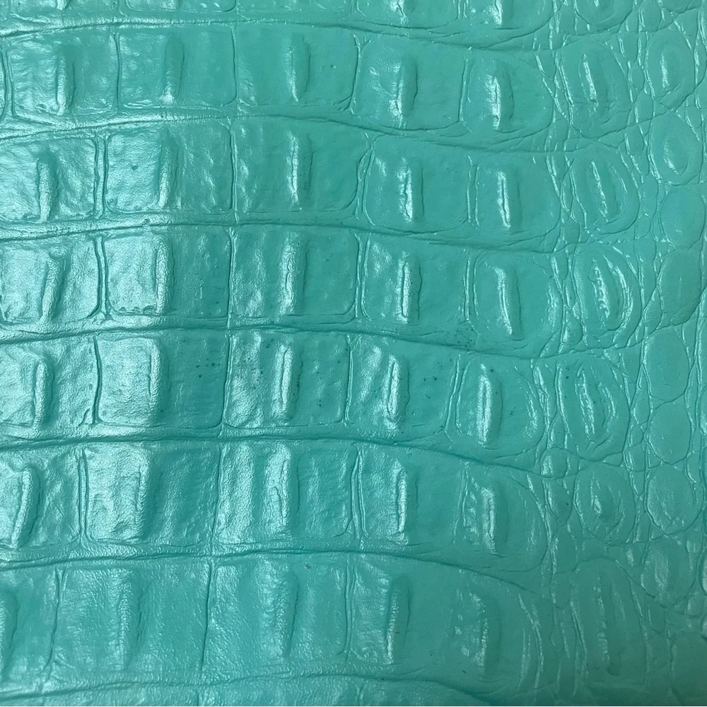 Kate Spade blue teal leather croc-embossed crossbody purse